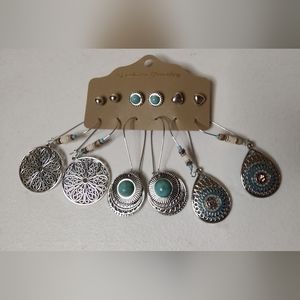 6 Pair Boho Dangle and Stud Earrings